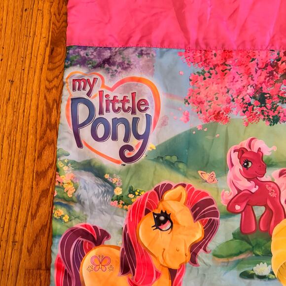 My Little Pony 2005 Sleeping Bag Pink Floral Horses Blanket Rainbow Zip Up - Picture 3 of 15